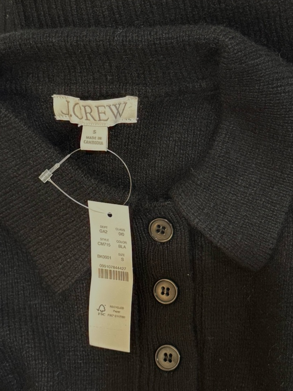 NWT Black  J. Crew Milano-Stitch Cinched-Waist Cardigan 💯% Lambswool - Picture 9 of 9